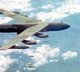 Vietnam: A U.S. Air Force Boeing B-52 Stratofortress dropping bombs over Vietnam. This aircraft was hit by SA-2 surface-to-air missile over North Vietnam during the 'Linebacker II' offensive on 31 December 1972 and crashed in Laos. The crew of six ejected